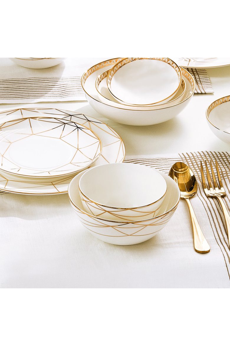 Gem Cut Gold 6 Inch Cereal / All Purpose Bowl, Alternate, color, White