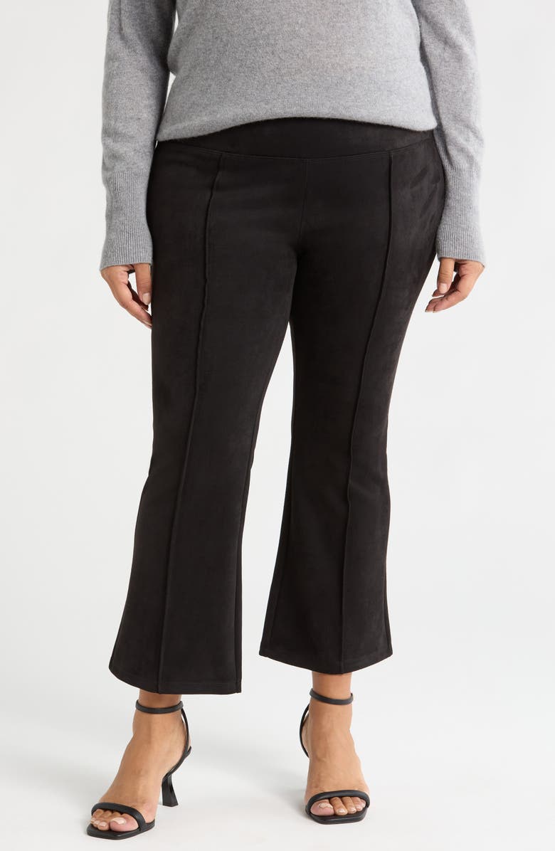 Liverpool Los Angeles Pearl Pintuck Stretch Faux Suede Crop Flare Pants, Main, color, 