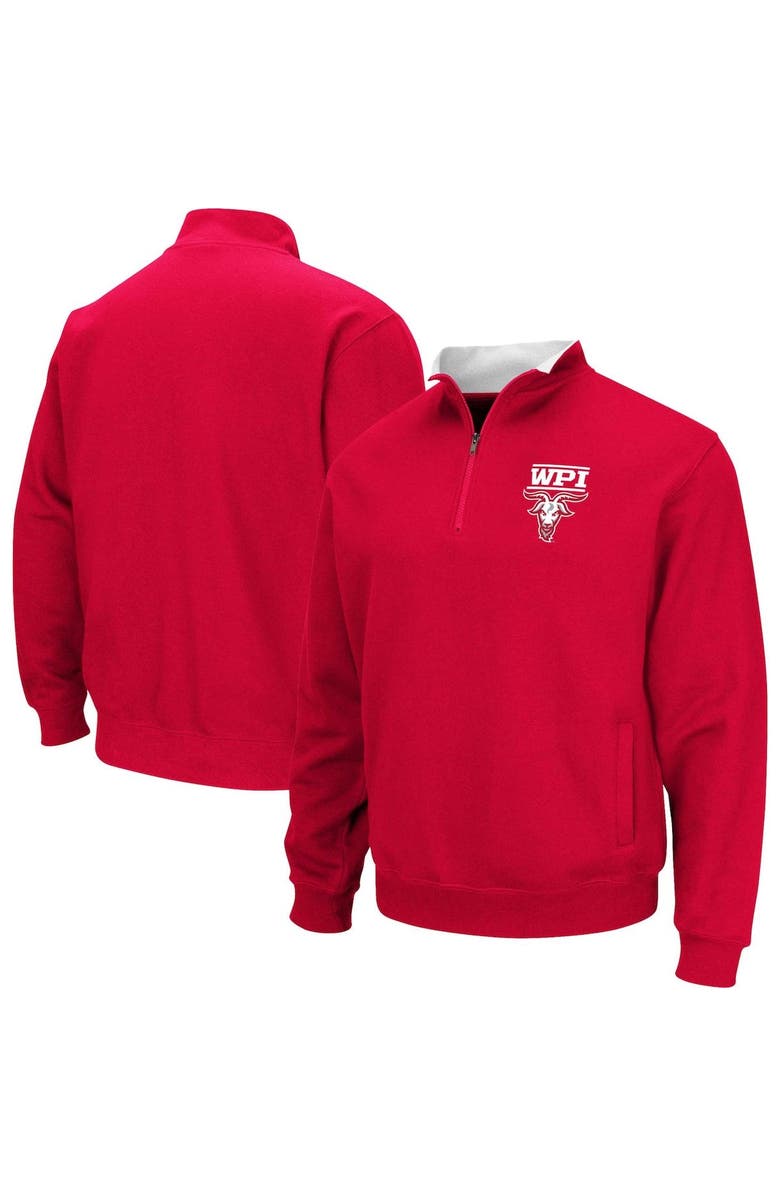 COLOSSEUM Men's Colosseum Red Worcester Polytechnic Institute Engineers Tortugas Quarter-Zip Sweatshirt, Main, color, Red