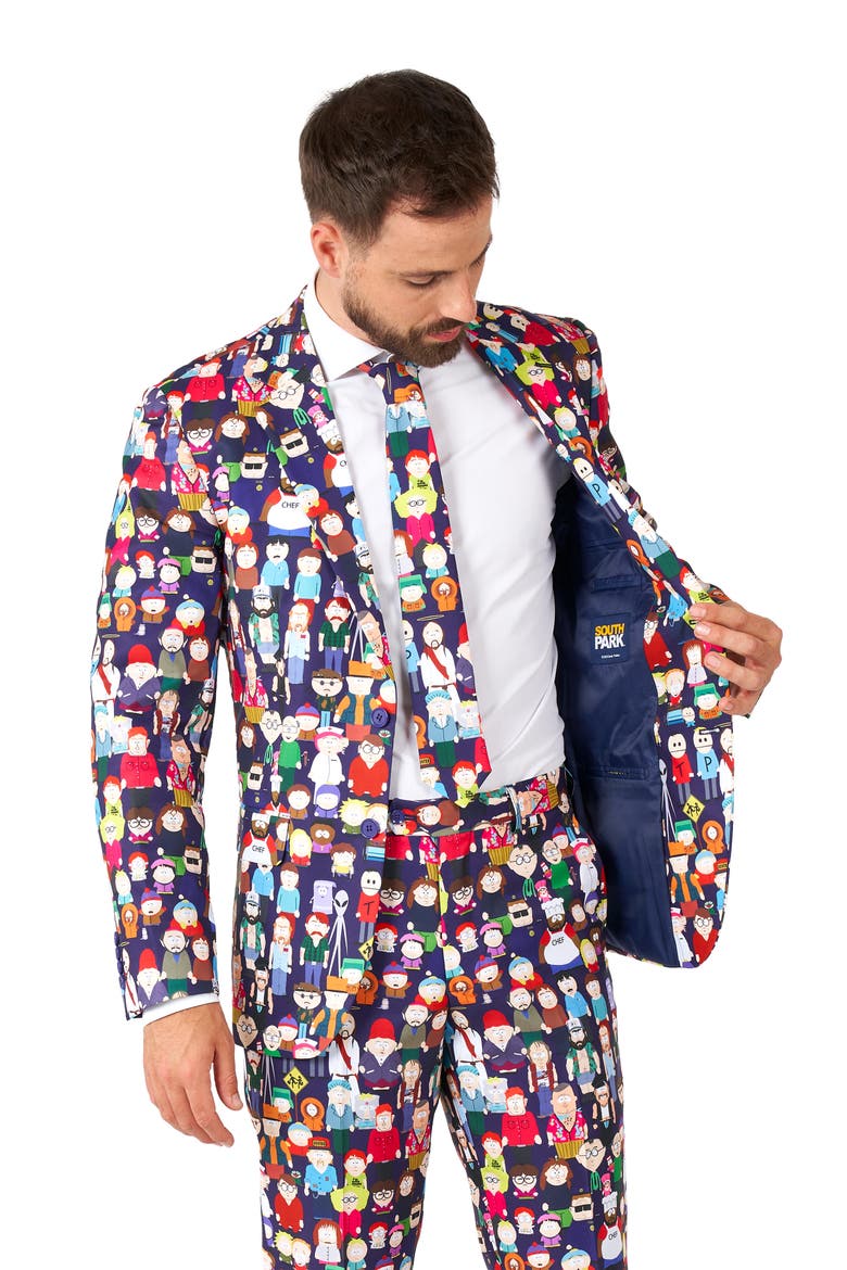 x South Park Slim Fit Two-Piece Suit & Tie Set, Alternate, color, SOUTH PARK
