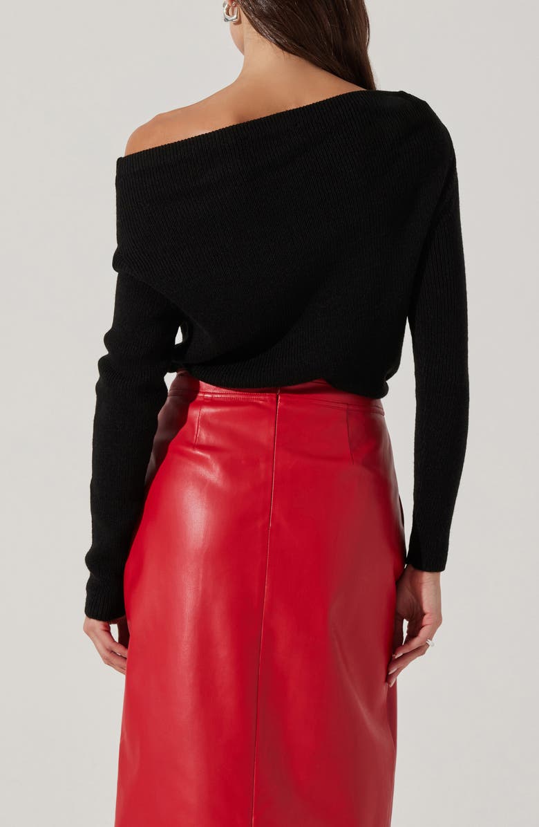 ASTR the Label One-Shoulder Rib Sweater, Alternate, color, Black