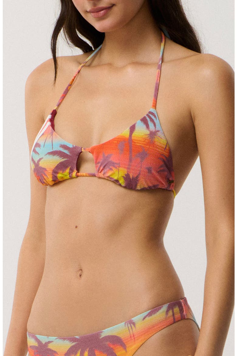 Retro Revival Triangle Bikini Top, Main, color, ORANGE MULTI