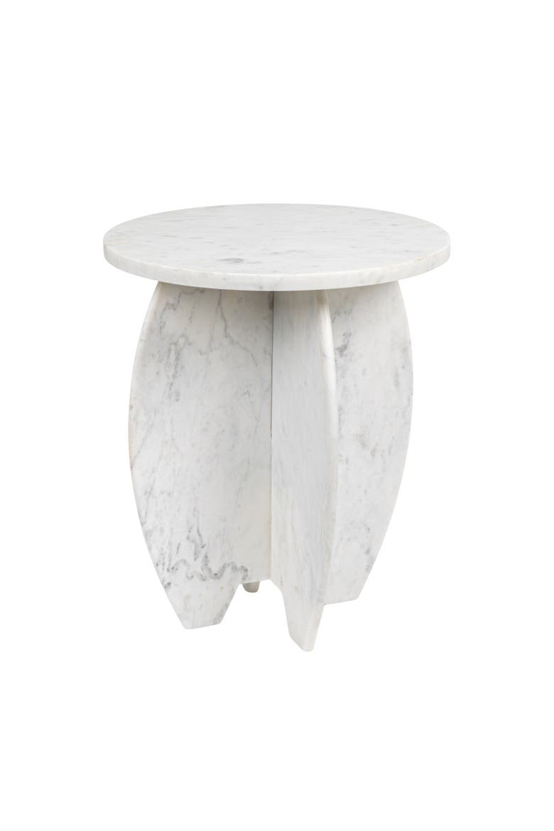 Sculptural Interlocking Base Accent Table, Main, color, White