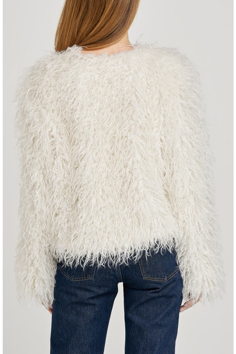 x Sara Walker Bridgette Faux Fur Jacket, Alternate, color, IVORY