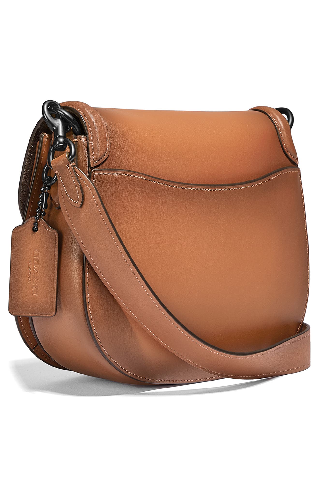 COACH Beat Leather Saddle Bag, Alternate, color, 