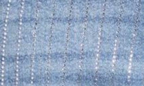 Shop Good American Good Icon Rhinestone Straight Leg Jeans In Indigo728