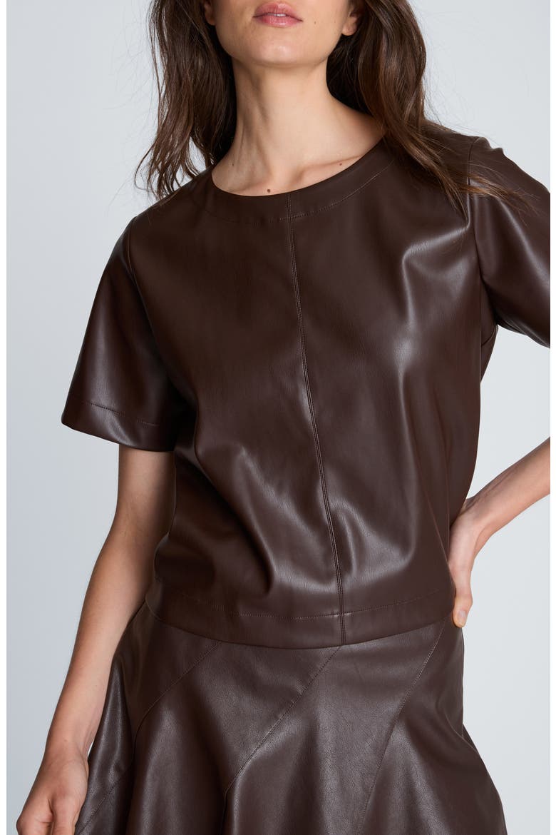 Faux Leather Crop Top, Main, color, MEDIUM BARK