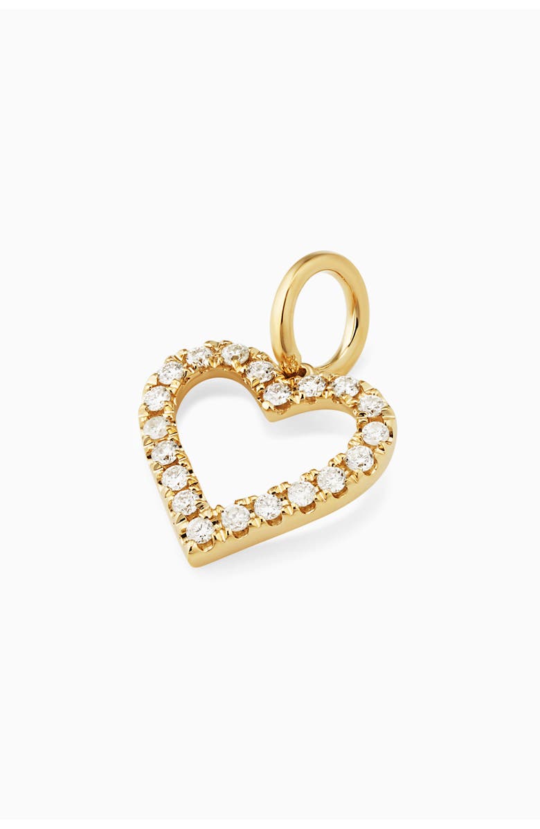 Oradina 14K Yellow Gold Open Heart Diamond Pendant Charm, 15mm, Alternate, color, Yellow Gold