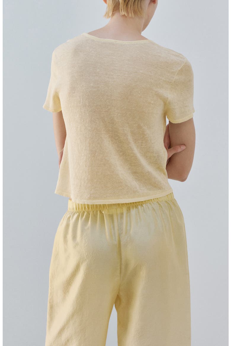 Linen Blend Pajama Top, Alternate, color, PASTEL YELLOW