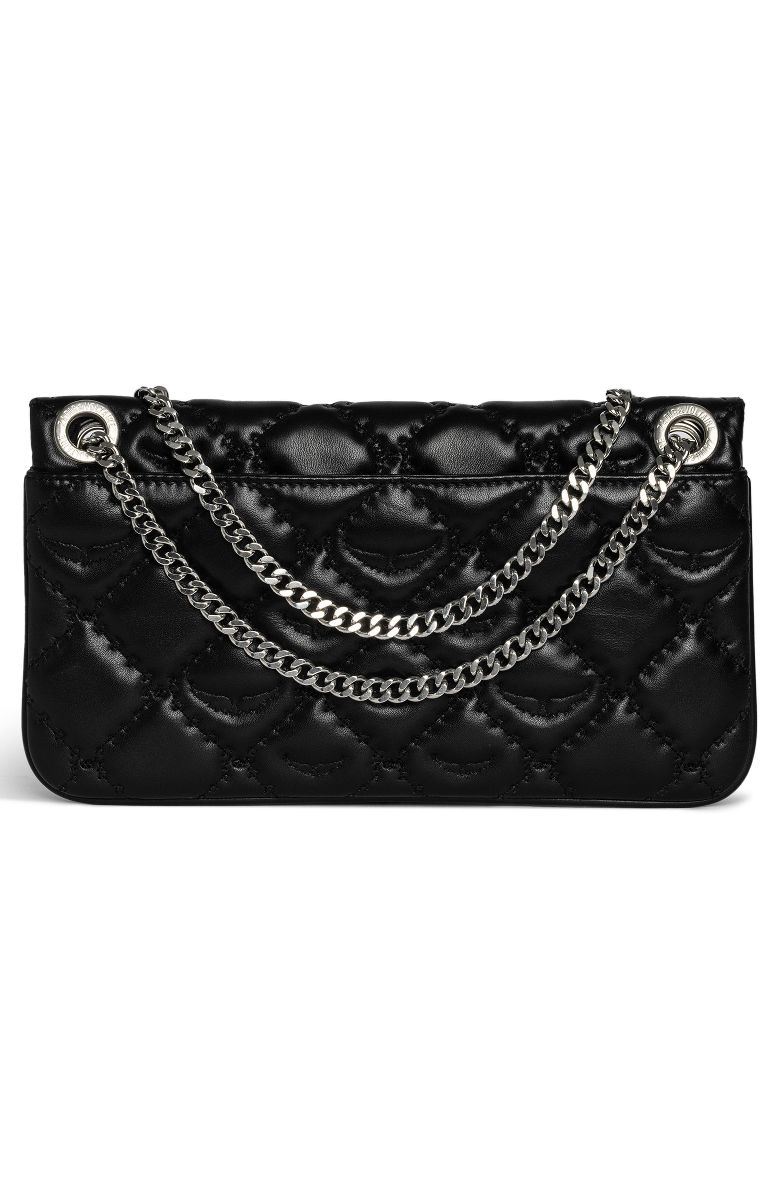 Zadig & Voltaire Rock II Diamond Quilted Monogram Leather Crossbody Bag, Alternate, color, 