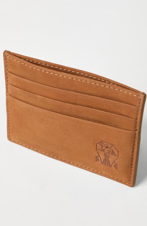 Brunello Cucinelli Brown Suede Card Holder With Embossed Logo In Brown