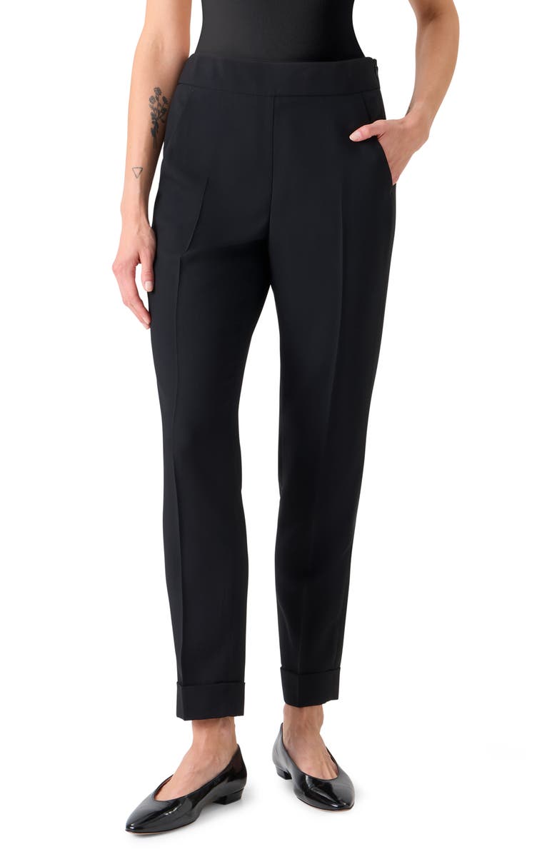 Akris Chris Virgin Wool Blend Tapered Leg Pants, Main, color, Black