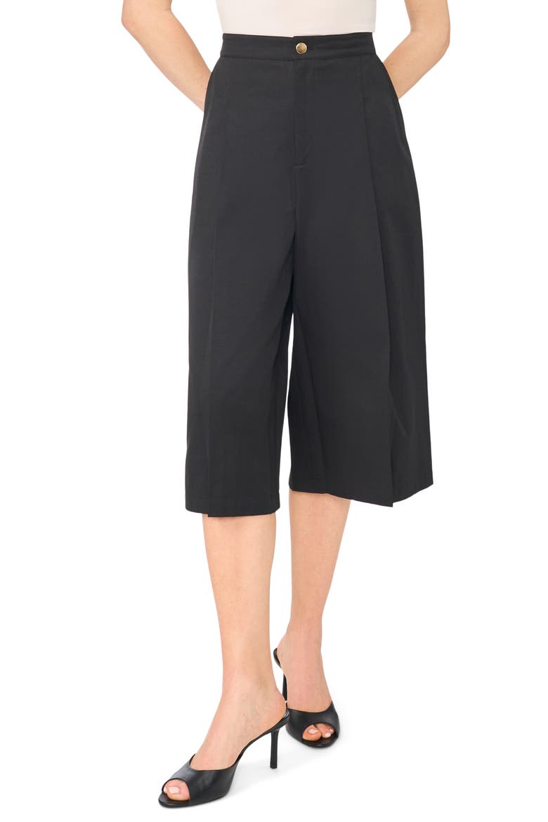 High Waist Wide Leg Culottes, Main, color, BLACK