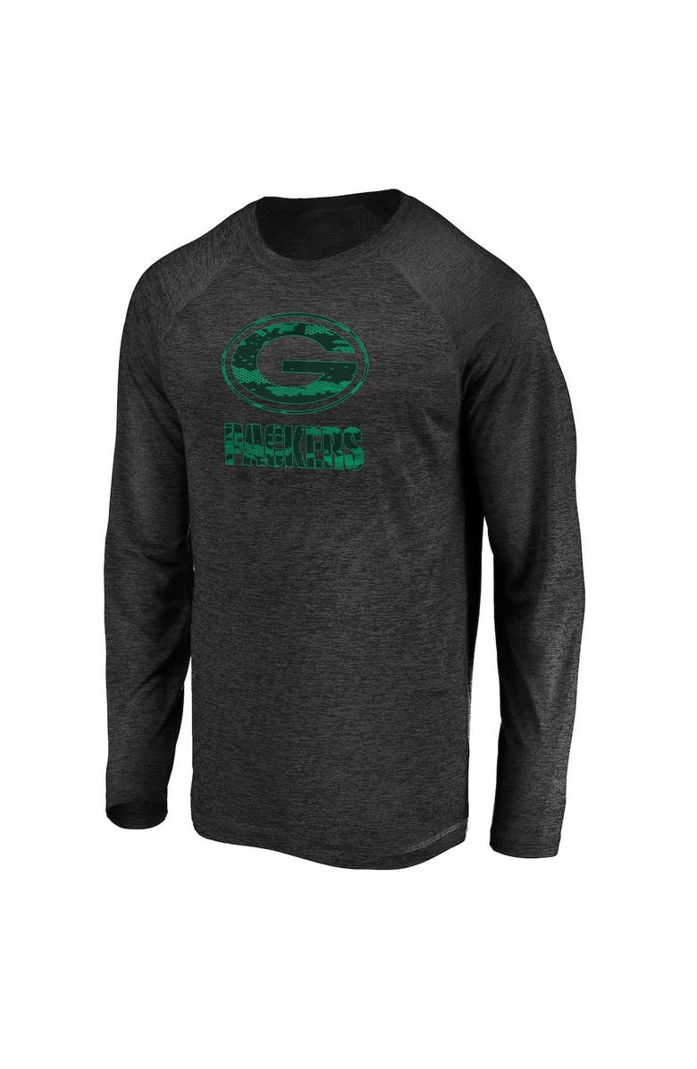 FANATICS Men's Fanatics Black Green Bay Packers Iconic Striated Dark Logo Raglan Long Sleeve T-Shirt, Alternate, color, Black
