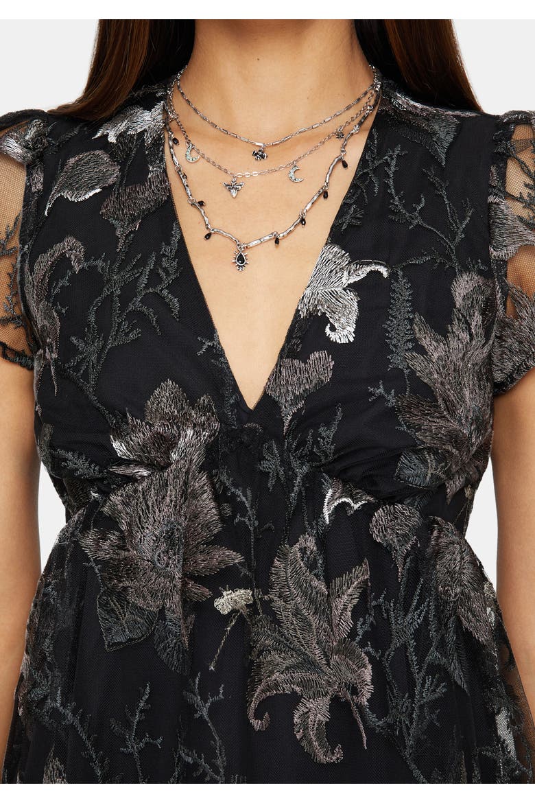Estrid Embroidered Mini Dress, Alternate, color, Black