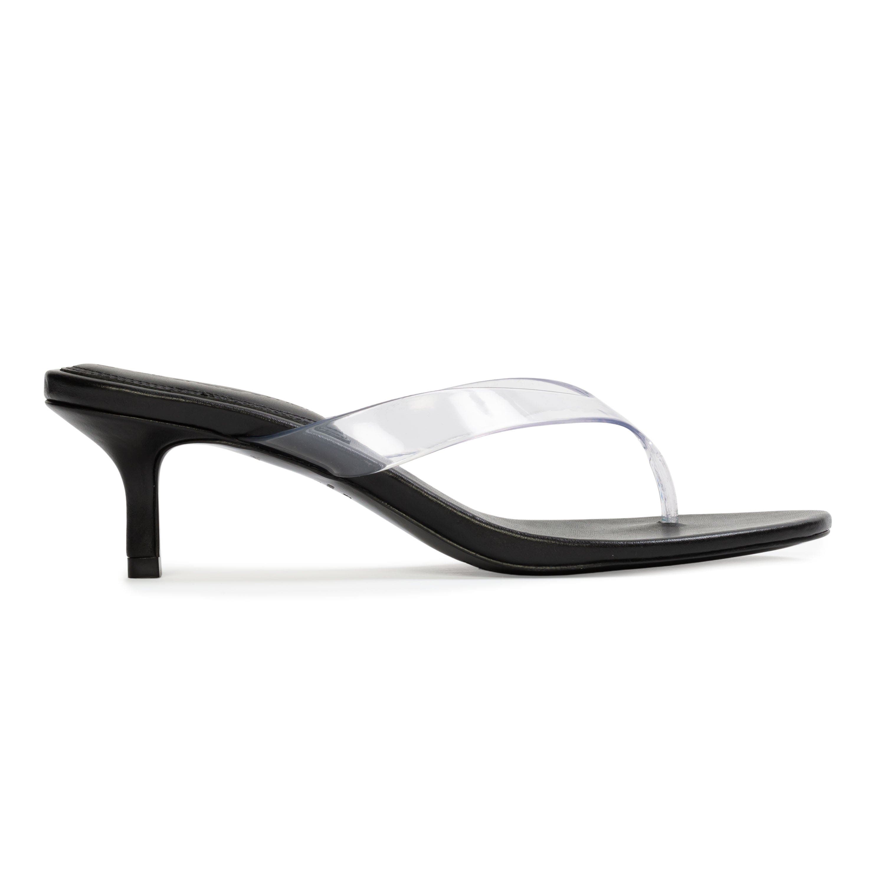 KG 50 Sandal, Main, color, Black Leather/Clear PVC