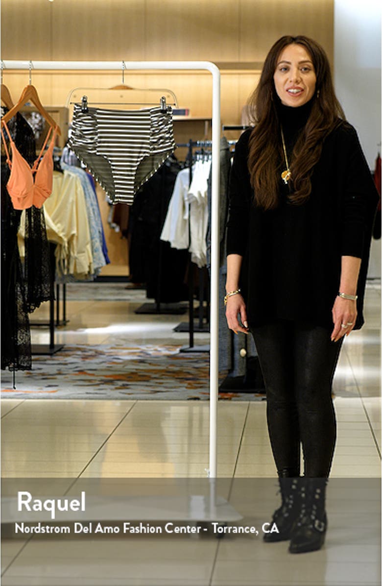 Stripe High Waist Gathered Side Bikini Bottoms, sales video thumbnail