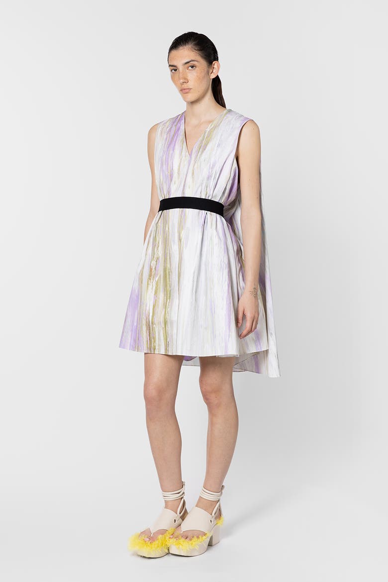Elia Printed Cotton Mini Dress, Main, color, Brush Chalk / Wisteria