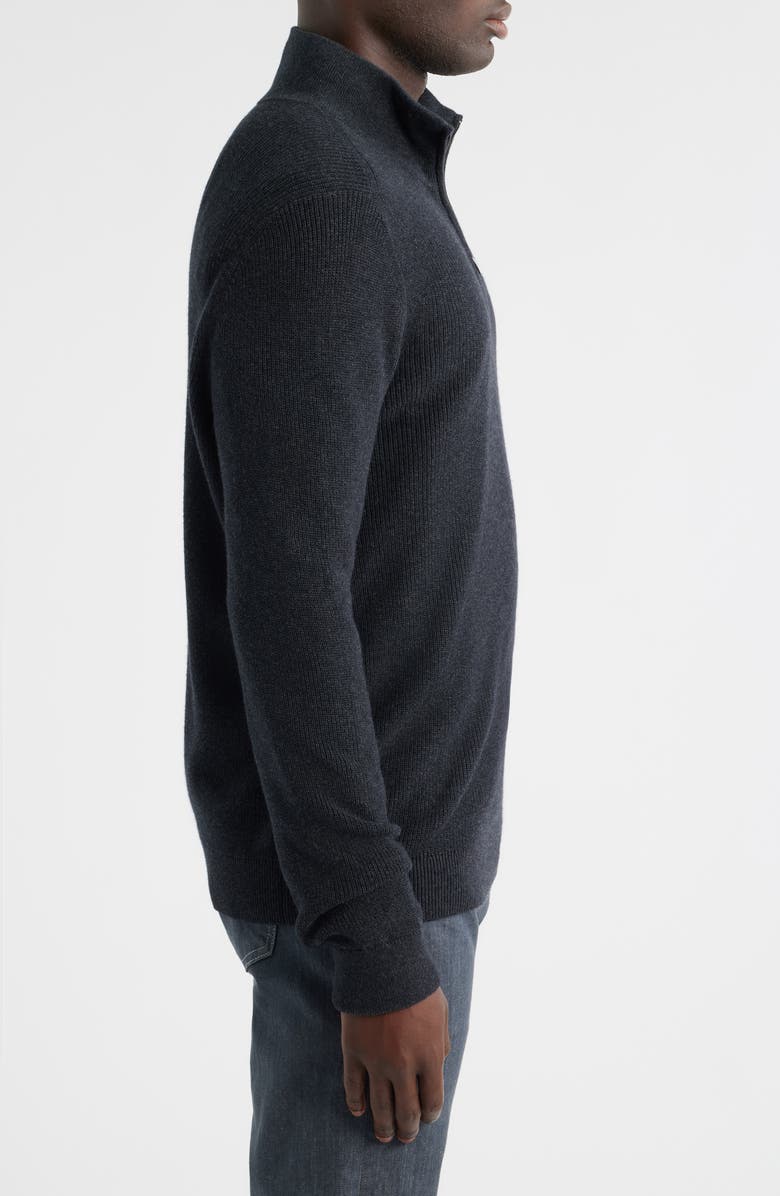 Nordstrom Cotton & Cashmere Quarter Zip Sweater, Alternate, color, Black Coal Heather
