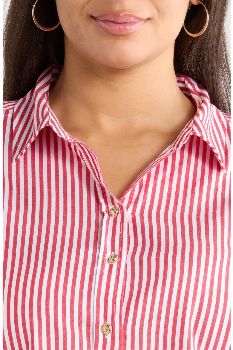 Bentley Stripe Cotton Button-Up Shirt, Alternate, color, RED TIGER