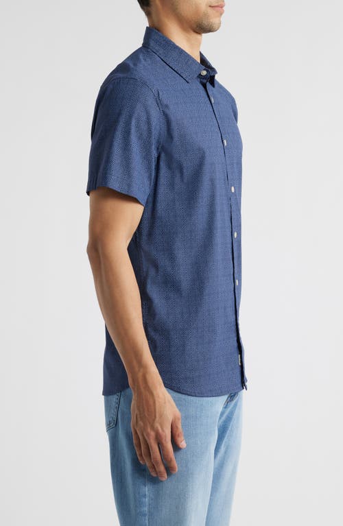Fair Harbor Windward Performance Short Sleeve Button-up Shirt In Navy Shibori (402)