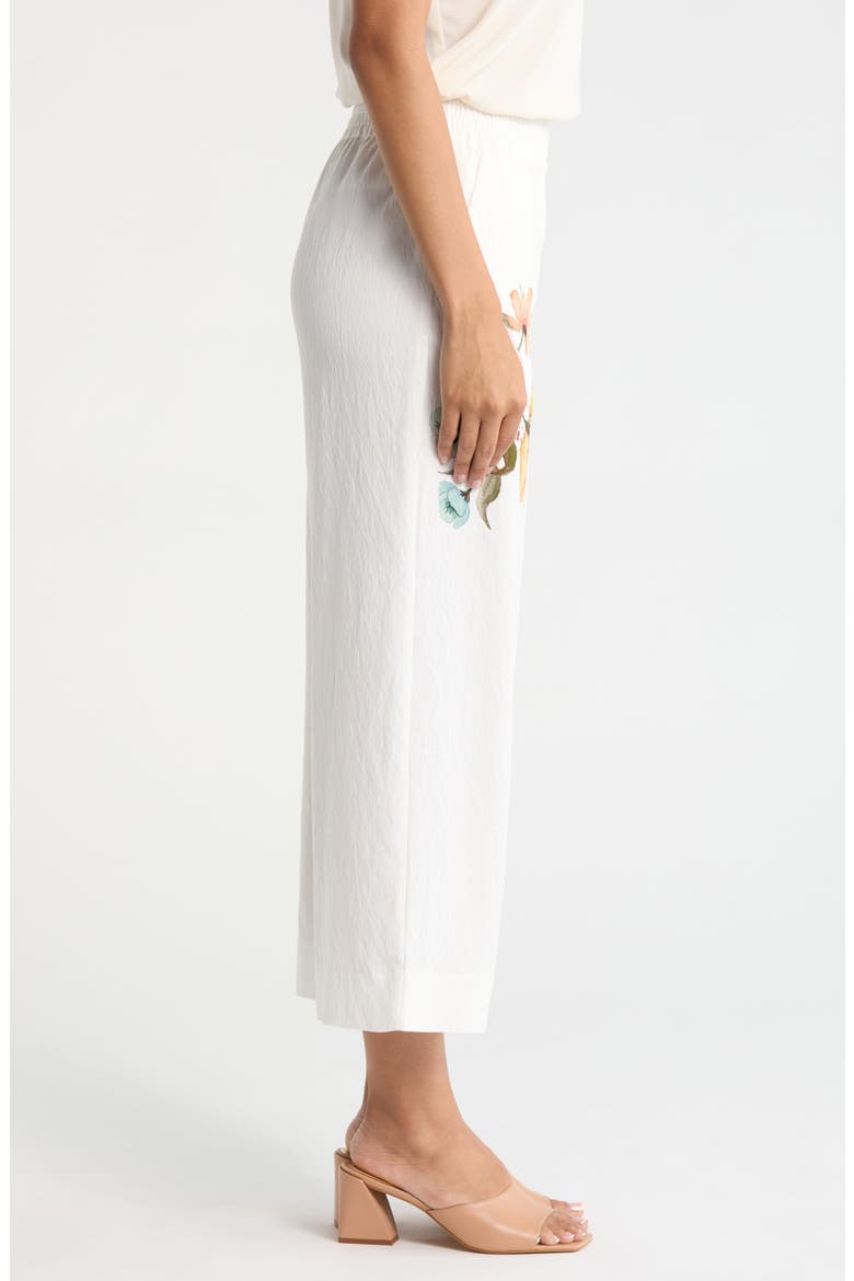 Floral Smocked Waist Wide Leg Pants, Alternate, color, ANTIQUE WHITE