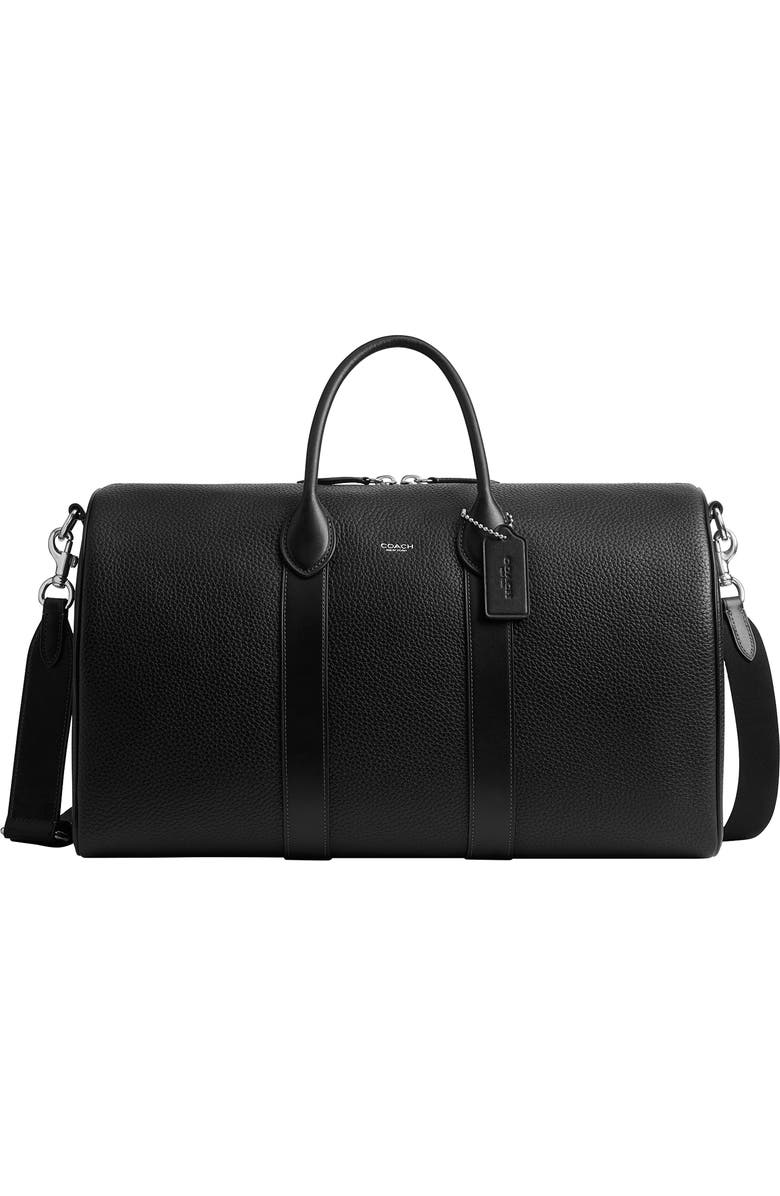 COACH Compass 45 Leather Duffle Bag, Main, color, Black