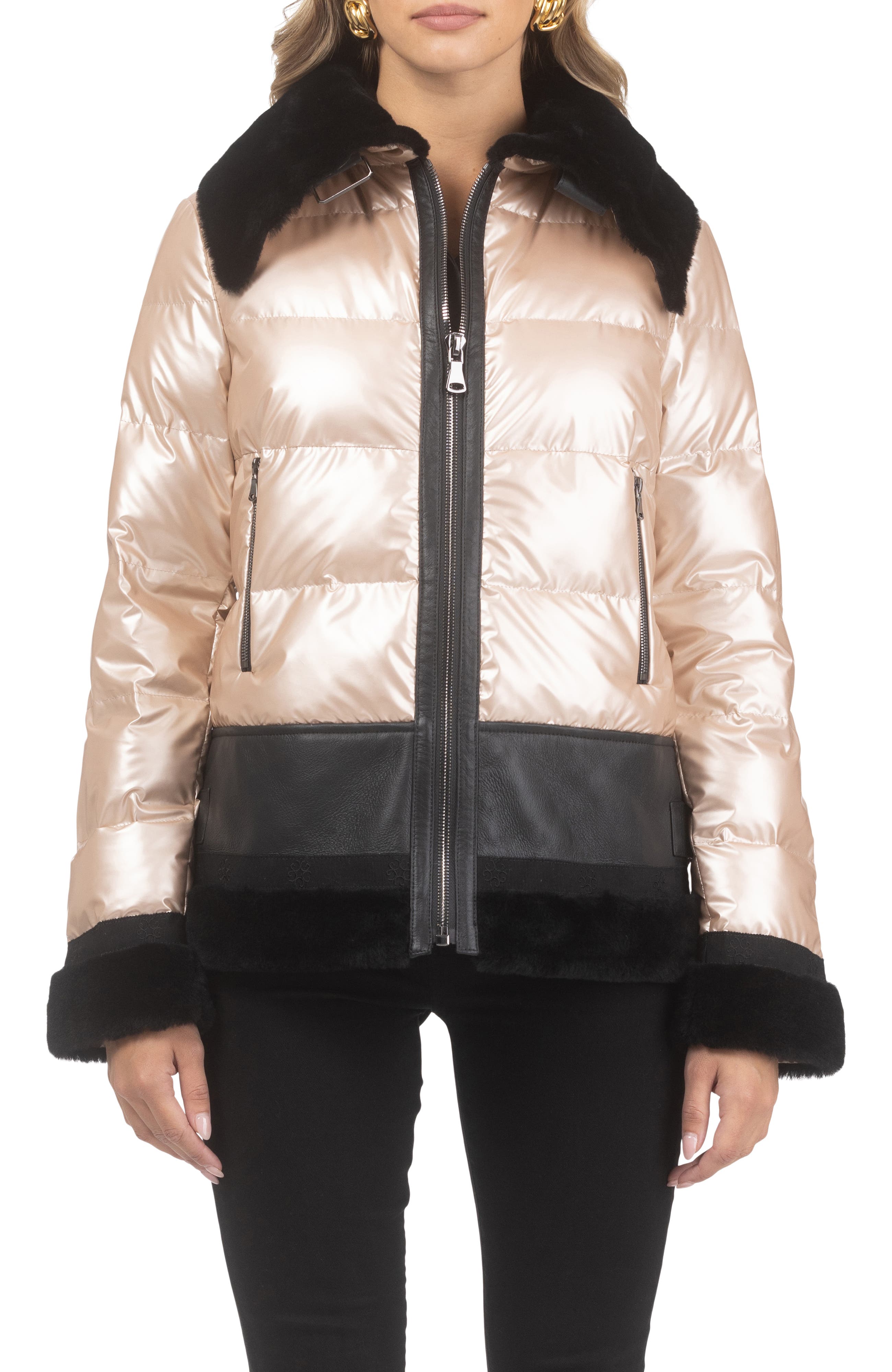 Quilted Jacket with Genuine Shearling Trim - image 3