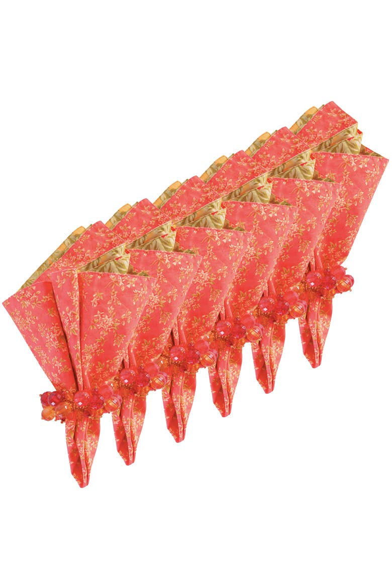 Splendor Cotton Reversible Napkin, Set of 6, Main, color, Red