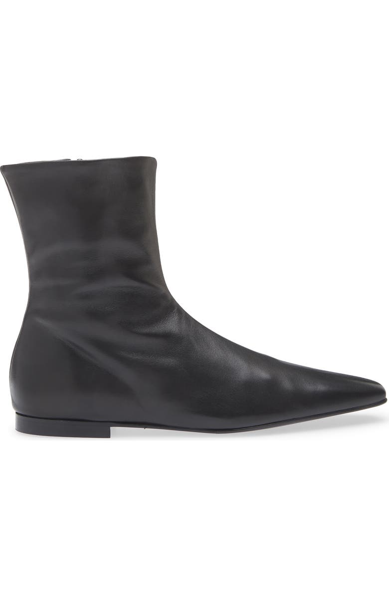 TOTEME Flat Side Zip Bootie, Alternate, color, Black