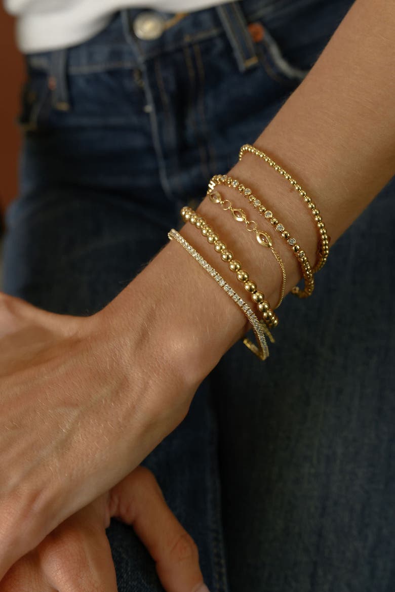 Bezel Bead Tennis Bracelet, Alternate, color, Gold
