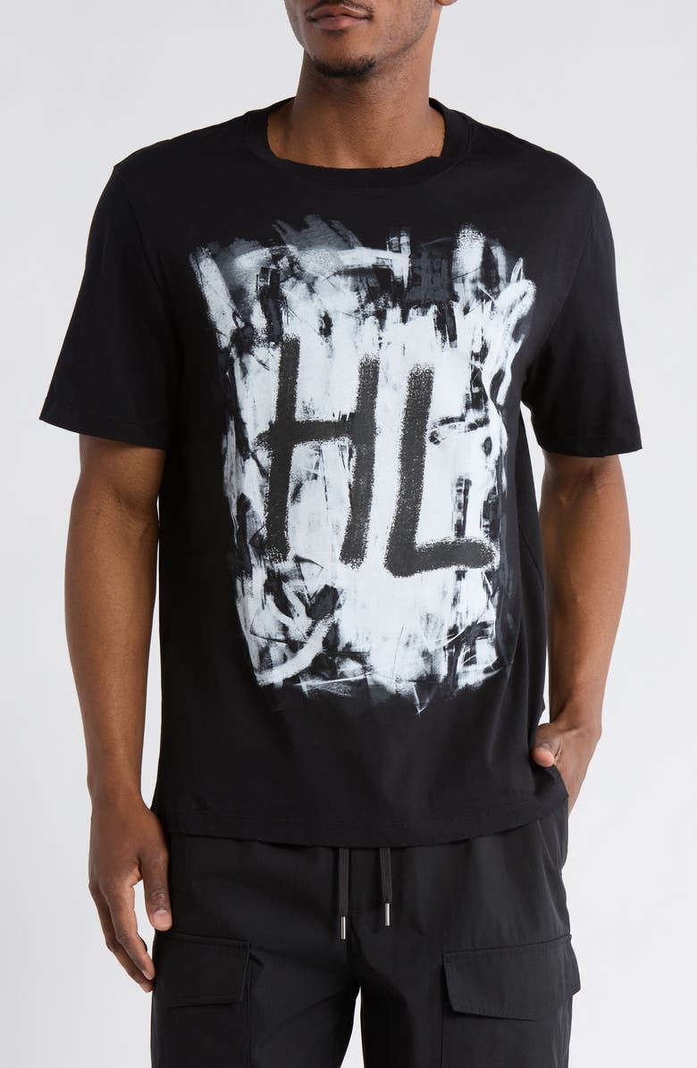 Helmut Lang Scribble Cotton Graphic T-Shirt, Main, color, Black/ White