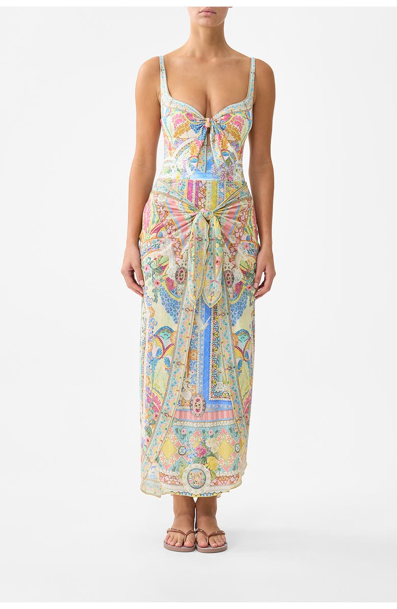 Camilla Layered Long Sarong Skirt W Tie Front, Main, color, Navàs Nouveau