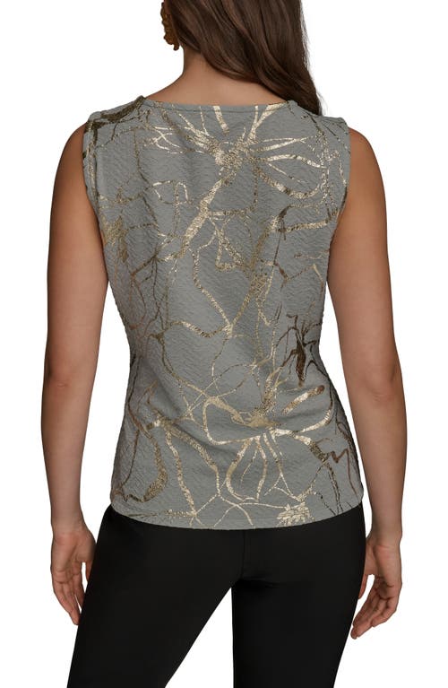 Donna Karan New York Foiled Sleeveless Cowl Neck Top In Gray