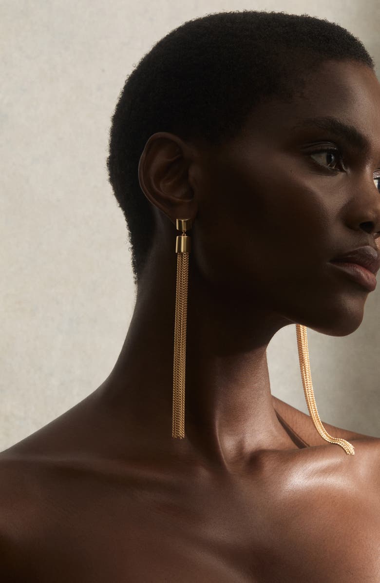 Reiss Tessa Tassel Drop Earrings, Alternate, color, Gold Tone