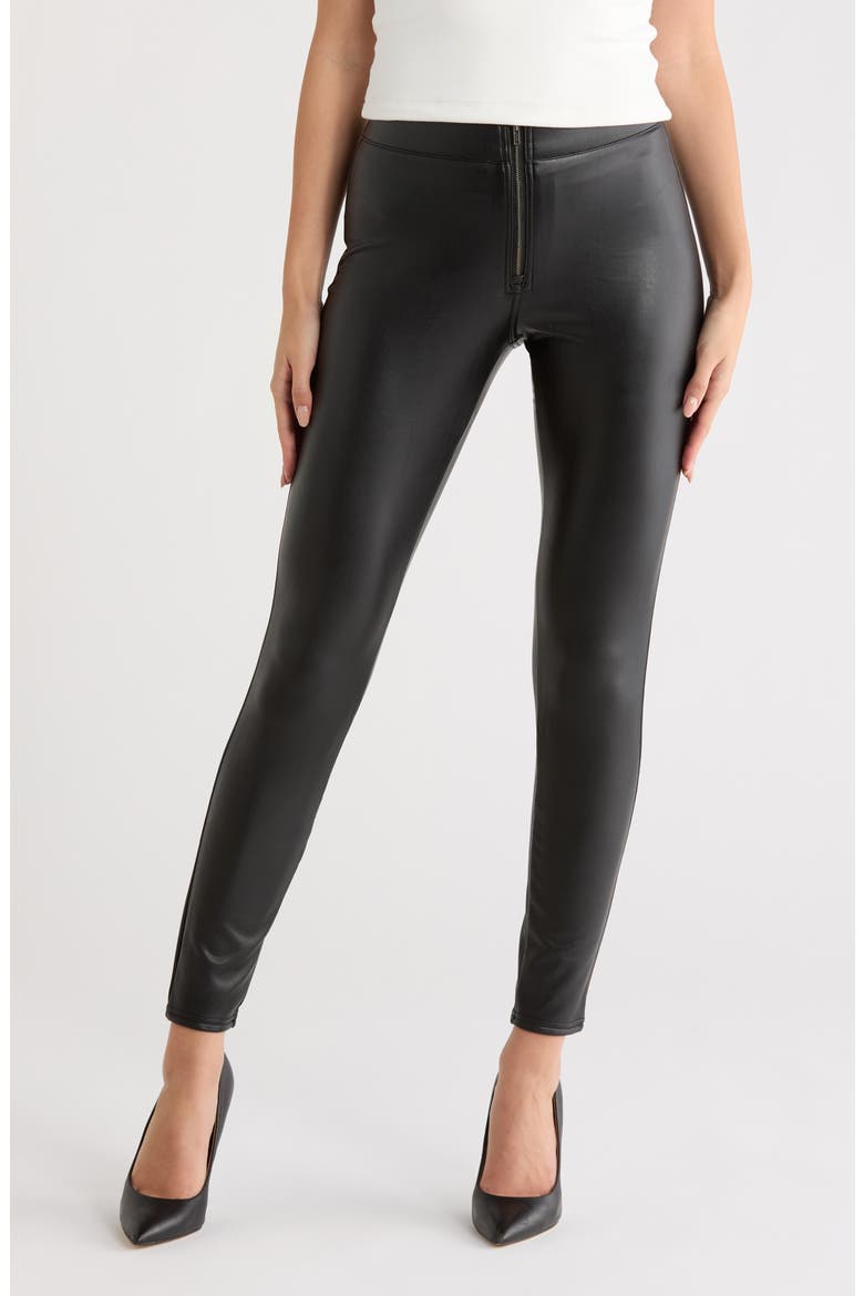 Front Zip Faux Leather Leggings, Main, color, BLACK