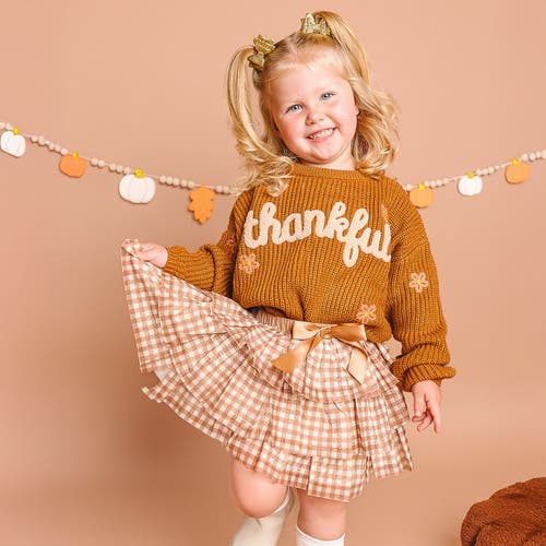 Sweet Wink Thankful Thanksgiving Knit Sweater In Brown