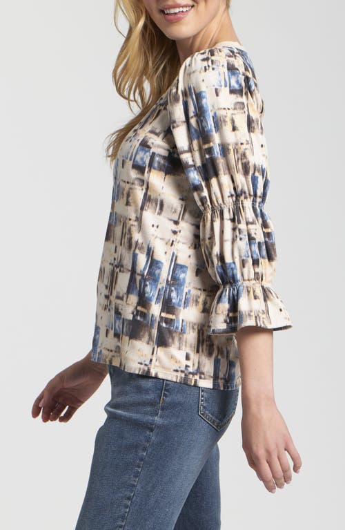 Apny Geo Print V-neck Shirt In Multi