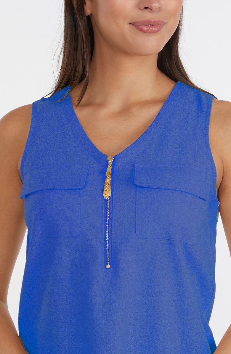 Ellen Tracy Sleeveless Zipper Detail Top, Alternate, color, Azure