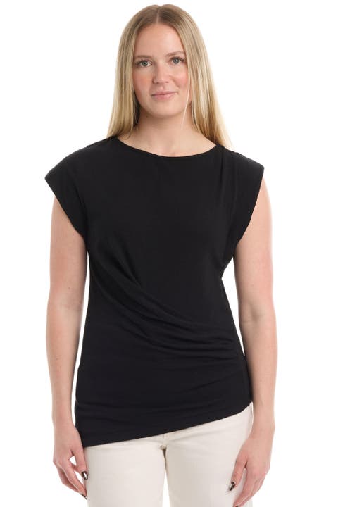 Boat Neck Rolled Cuff Tee