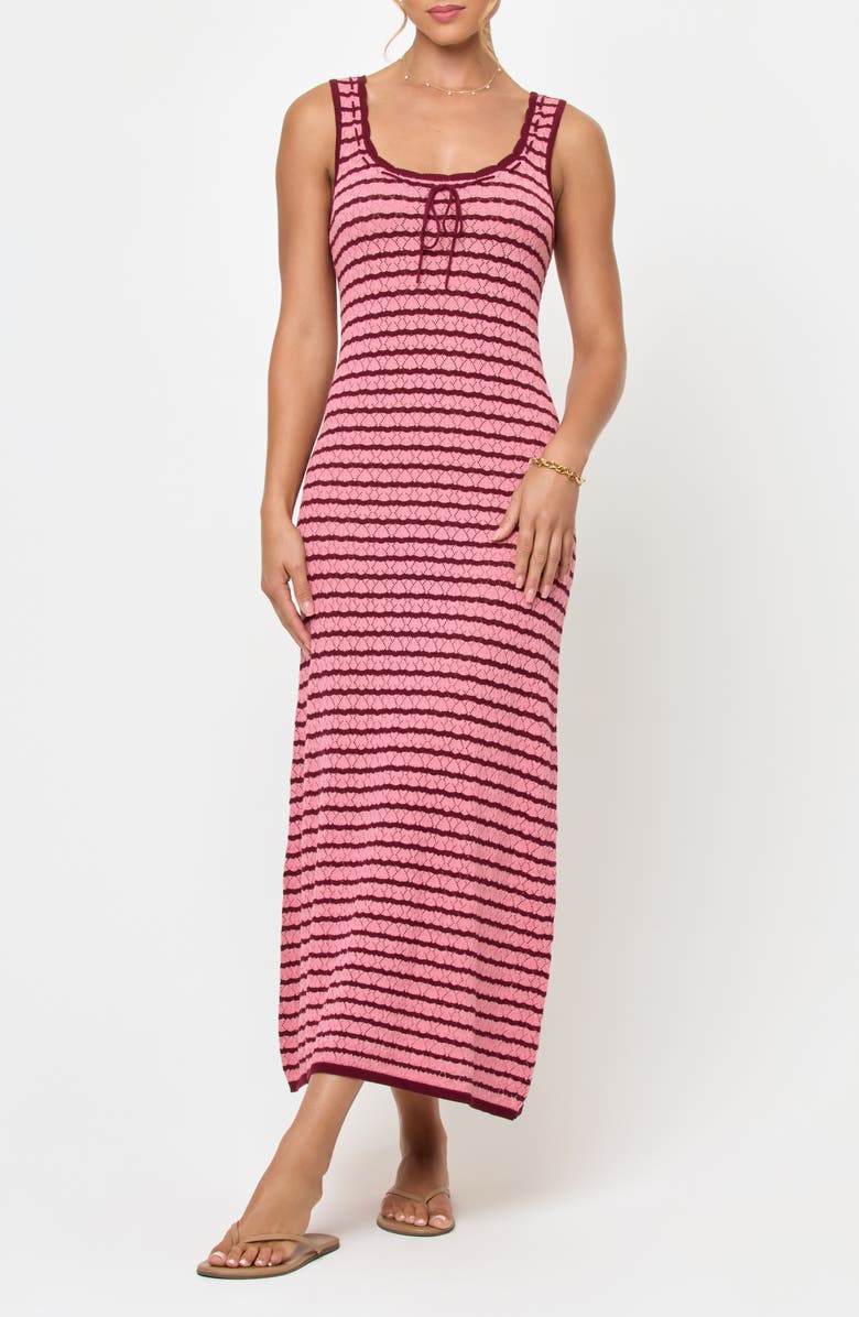 LSPACE Rosalie Maxi Cover-Up Dress, Main, color, Strawberry Stripe