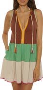 Lucky Brand Lagos Embroidered Colorblock Cover-Up Minidress