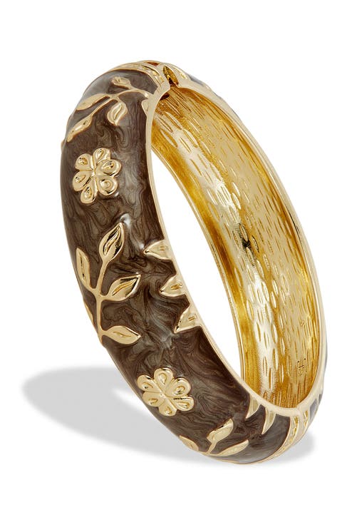 Enameled Floral Hinge Bangle Bracelet