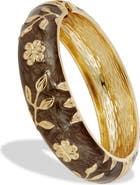 SAVVY CIE JEWELS Enameled Floral Hinge Bangle Bracelet