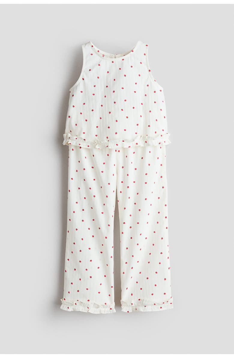 H&M 2-piece Patterned Cotton Set, Main, color, Cream/Strawberries