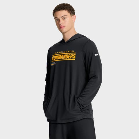 Men's Nike Black Washington Commanders Sideline Pure Fury Performance Long Sleeve Hoodie T-Shirt