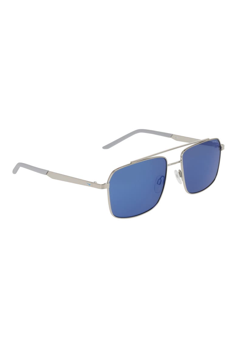 Traveler Strike 58mm Rectangular Sunglasses, Alternate, color, SILVER / BLUE MIRROR