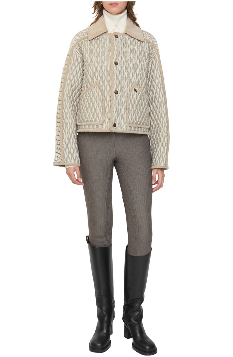 Burberry Cropped Quilted Nylon Floriston Jacket, Main, color, Wisp Grey
