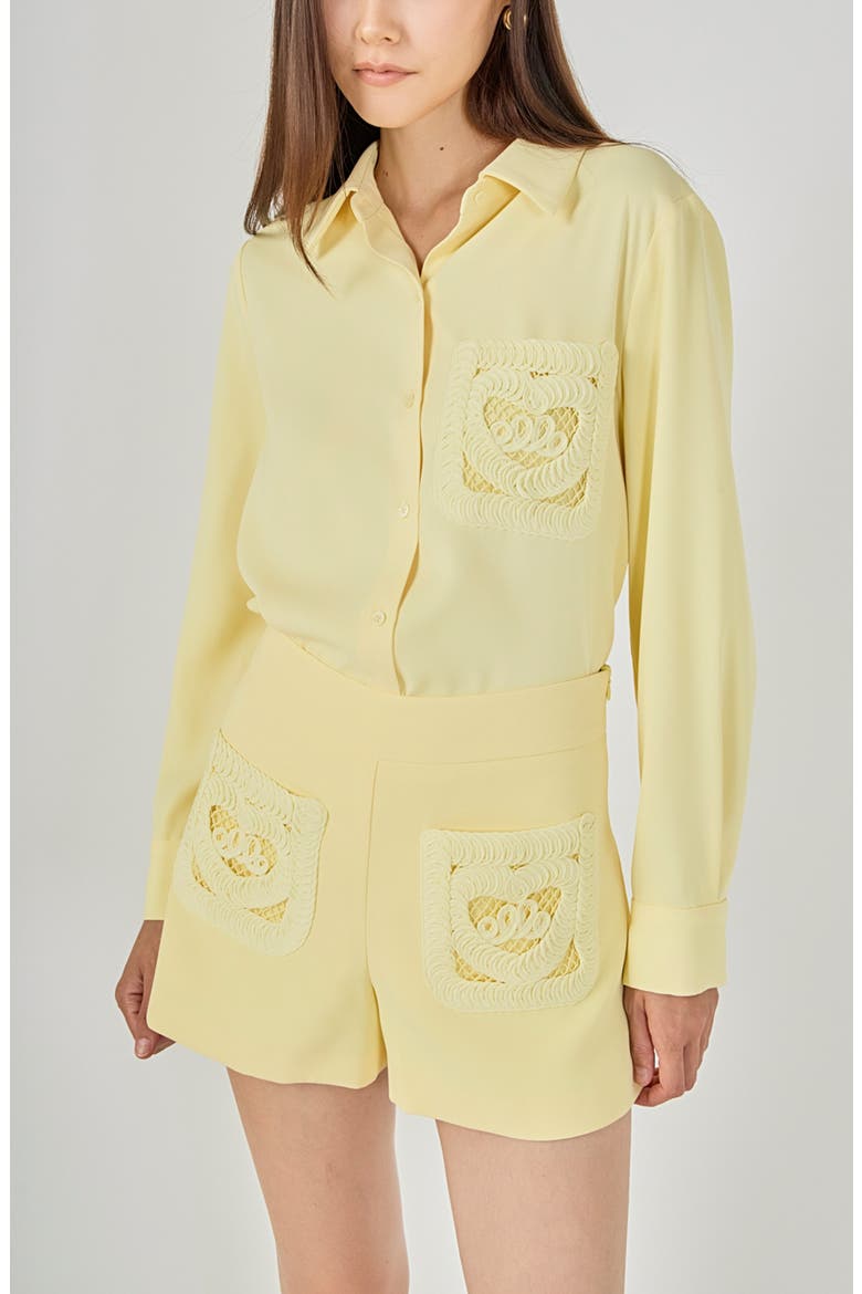 Mesh Pocket A-Line Shorts, Alternate, color, LIGHT YELLOW