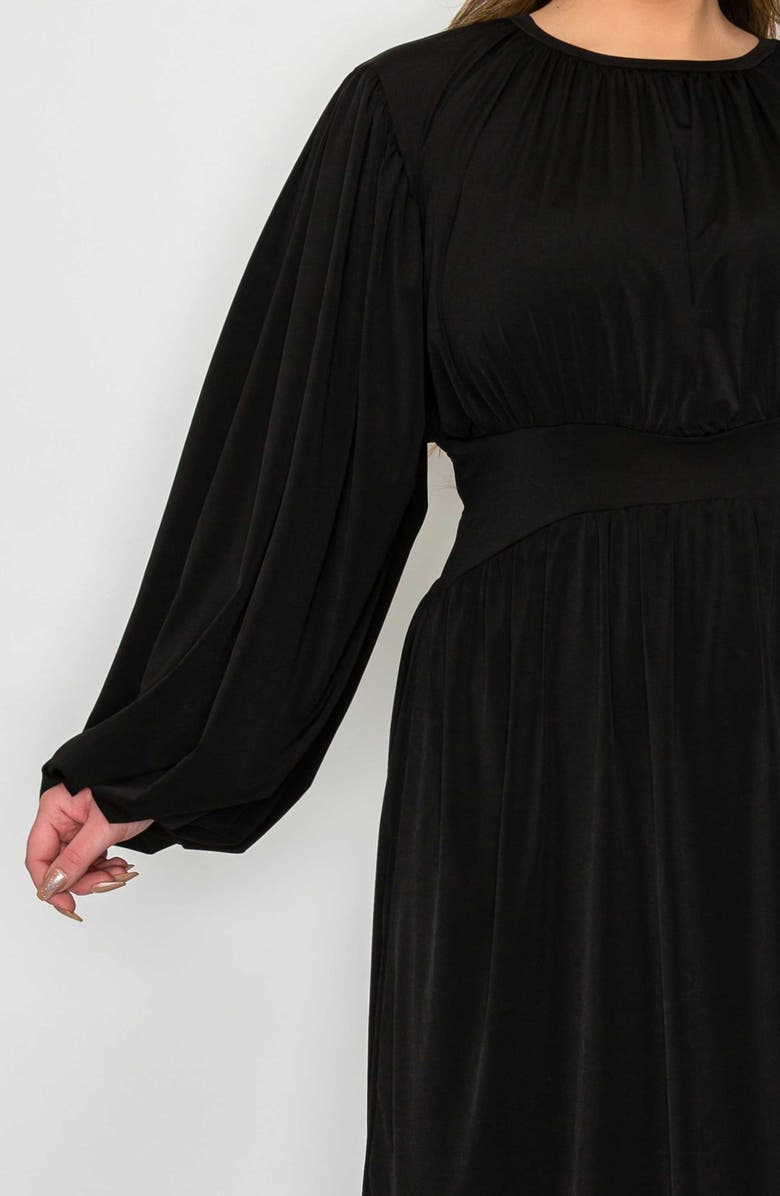 L I V D Audrey Gathered Long Sleeve Midi Dress, Alternate, color, Black